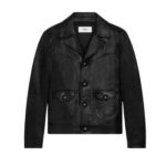 CELINE STRAIGHT CUT BLOUSON JACKET IN WAXED LAMBSKIN