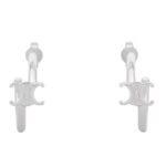 CELINE TRIOMPHE ASYMMETRIC HOOPS IN BRASS WITH RHODIUM FINISH