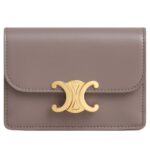 CELINE CARD HOLDER WITH FLAP TRIOMPHE IN SHINY CALFSKIN PEBBLE