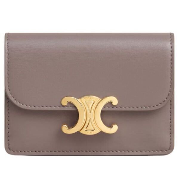 CELINE CARD HOLDER WITH FLAP TRIOMPHE IN SHINY CALFSKIN BRONZE - Image 2