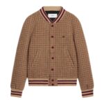 CELINE TRIOMPHE TEDDY JACKET IN HOUNDSTOOTH WOOL