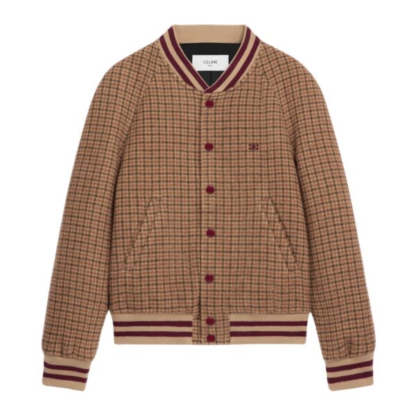 CELINE TRIOMPHE TEDDY JACKET IN HOUNDSTOOTH WOOL