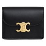 CELINE BUSINESS CARD HOLDER TRIOMPHE IN SHINY CALFSKIN BLACK