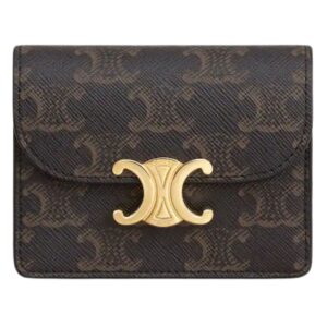 CELINE BUSINESS CARD HOLDER TRIOMPHE IN TRIOMPHE CANVAS AND LAMBSKIN