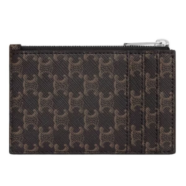 CELINE ZIPPED CARD HOLDER IN TRIOMPHE CANVAS AND LAMBSKIN BLACK - Image 4