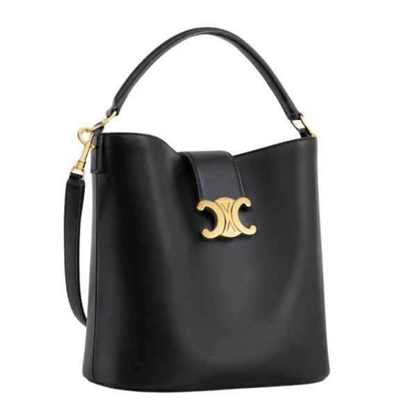 CELINE MEDIUM BUCKET LOUISE IN SMOOTH CALFSKIN BLACK - Image 5