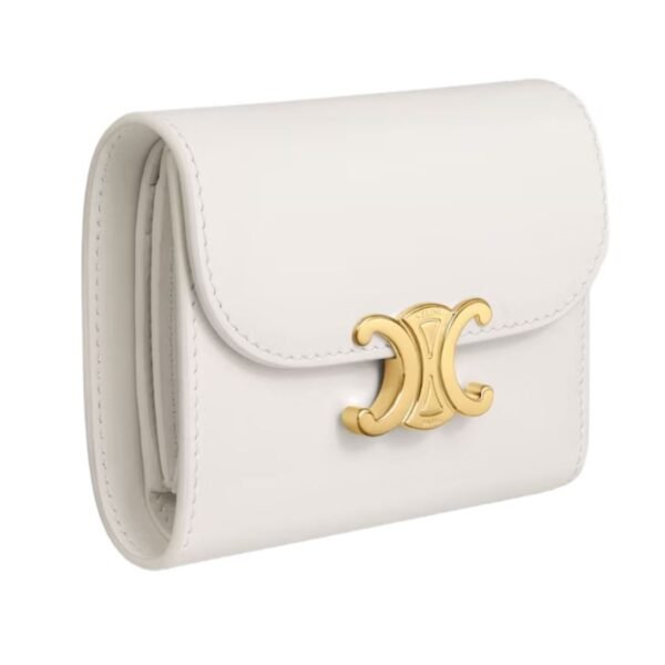CELINE SMALL FLAP WALLET TRIOMPHE IN SHINY CALFSKIN WHITE - Image 16