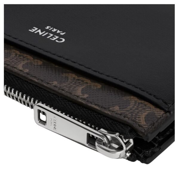 CELINE ZIPPED CARD HOLDER IN TRIOMPHE CANVAS AND LAMBSKIN BLACK - Image 6