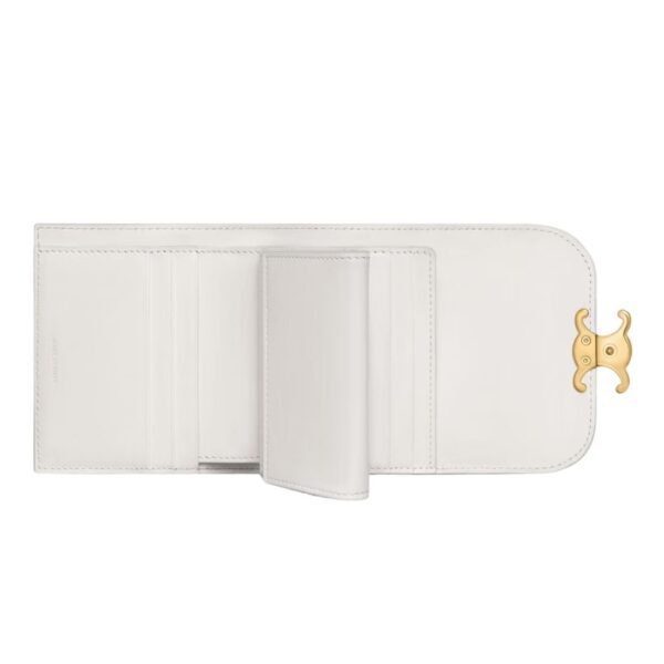 CELINE SMALL FLAP WALLET TRIOMPHE IN SHINY CALFSKIN WHITE - Image 17