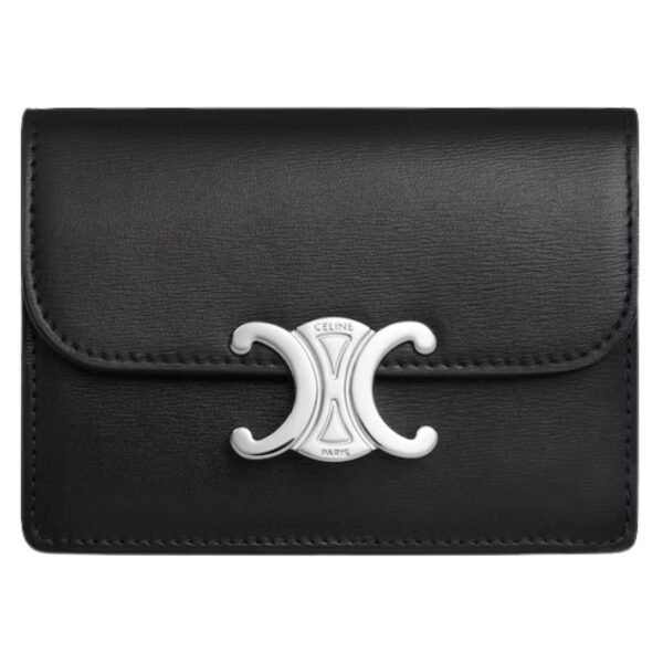 CELINE CARD HOLDER WITH FLAP TRIOMPHE IN SHINY CALFSKIN ICE BLUE - Image 4