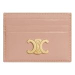 CELINE CARD HOLDER TRIOMPHE IN SHINY CALFSKIN SOFT PEACH