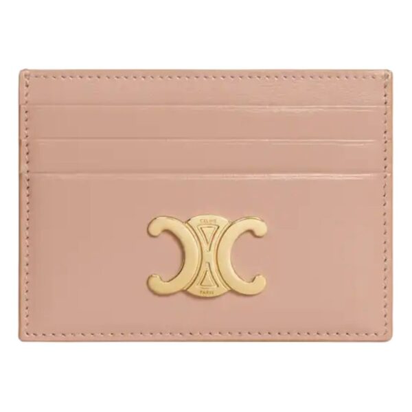 CELINE CARD HOLDER TRIOMPHE IN SHINY CALFSKIN SOFT PEACH