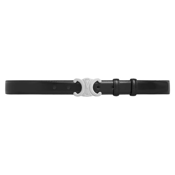CELINE MEDIUM TRIOMPHE BELT IN TAURILLON LEATHER SMOKED BROWN - Image 3