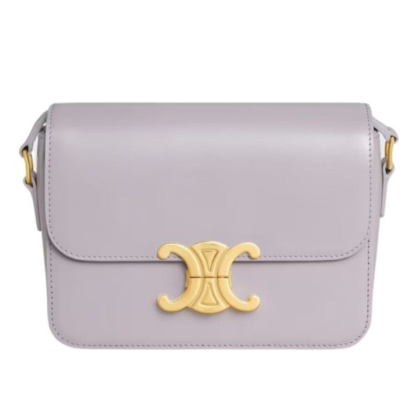 CELINE TEEN TRIOMPHE BAG IN SHINY CALFSKIN ALMOND GREEN - Image 4