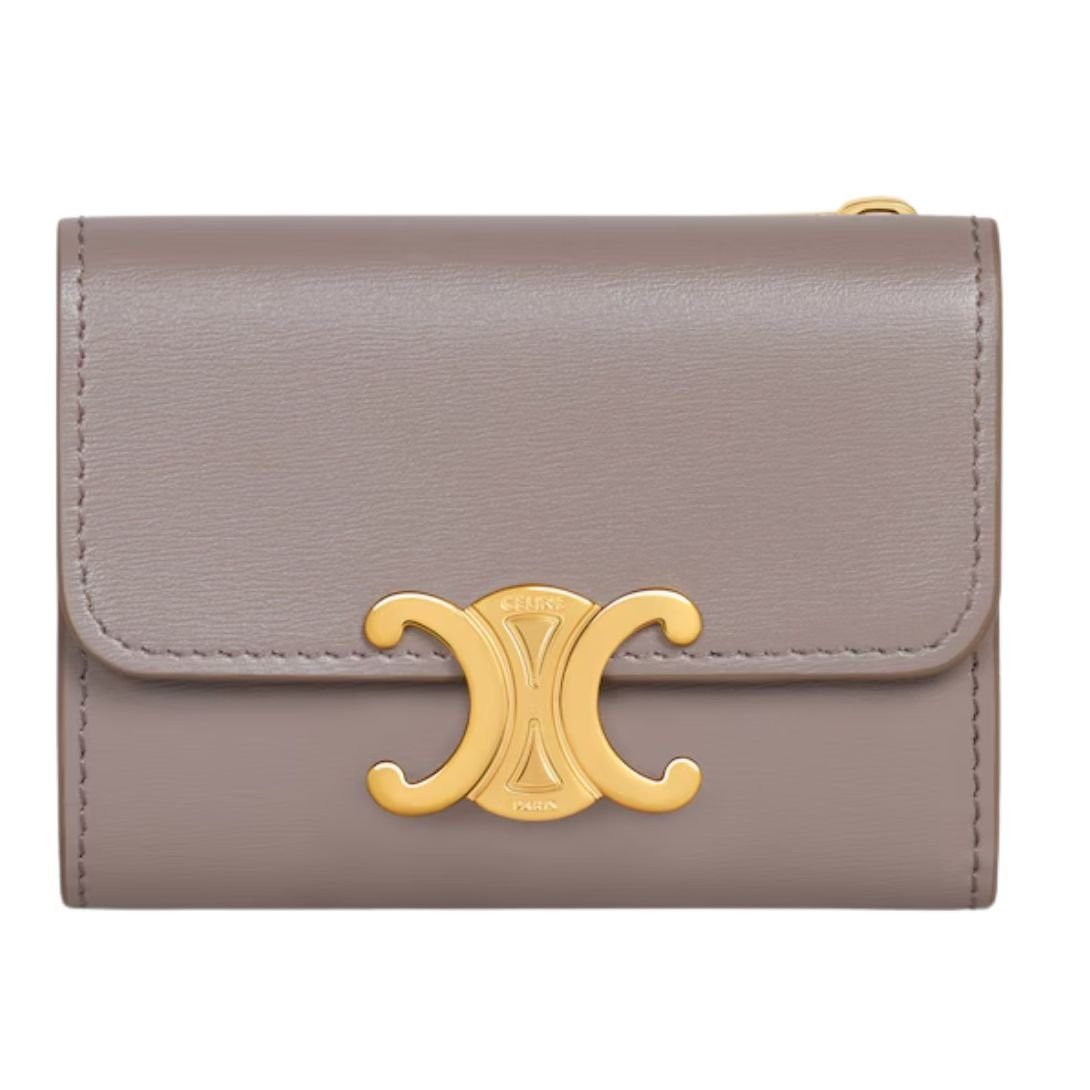 CELINE COMPACT WALLET WITH COIN TRIOMPHE IN SHINY CALFSKIN PEBBLE