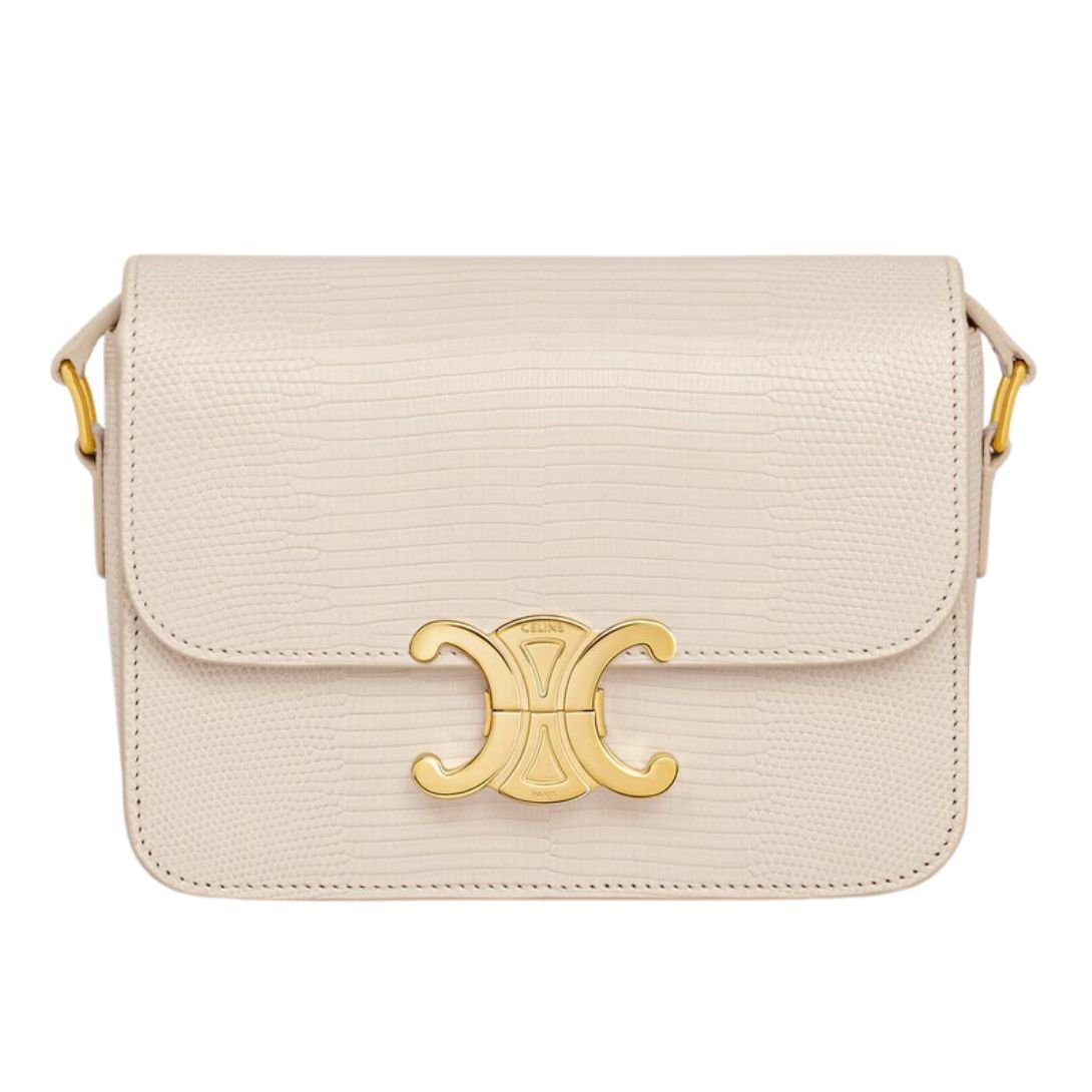 CELINE TEEN TRIOMPHE BAG IN LIZARD PALE BEIGE
