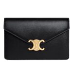 CELINE WALLET ON CHAIN MARGO IN SHINY CALFSKIN BLACK