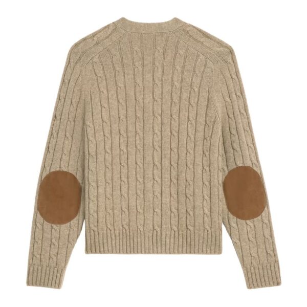 CELINE TRIOMPHE CARDIGAN IN CABLE KNIT CASHMERE LIGHT TAUPE - Image 5