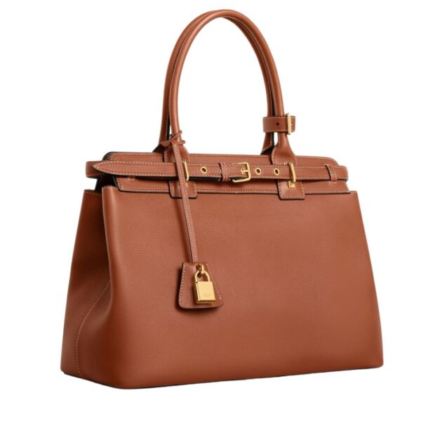 CELINE CONTI BAG IN SUPPLE GRAINED CALFSKIN TAN - Image 6