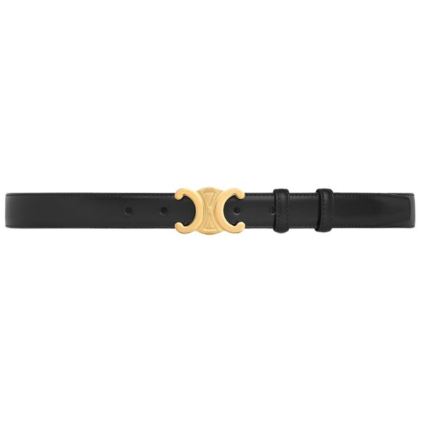 CELINE MEDIUM TRIOMPHE BELT IN TAURILLON LEATHER SMOKED BROWN - Image 9