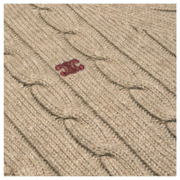 CELINE TRIOMPHE CARDIGAN IN CABLE KNIT CASHMERE LIGHT TAUPE - Image 7