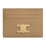 CELINE CARD HOLDER TRIOMPHE IN SHINY CALFSKIN SMOKED BROWN