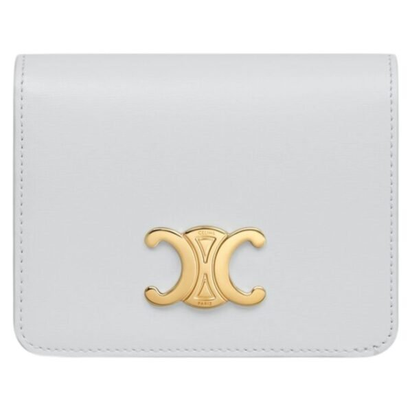 CELINE TRIOMPHE COMPACT WALLET IN SHINY CALFSKIN MOON
