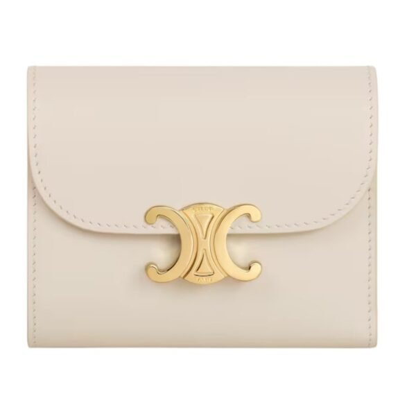 CELINE SMALL FLAP WALLET TRIOMPHE IN SHINY CALFSKIN SPRING YELLOW - Image 6
