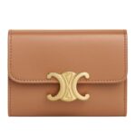 CELINE COMPACT WALLET WITH COIN TRIOMPHE IN SHINY CALFSKIN BRONZE