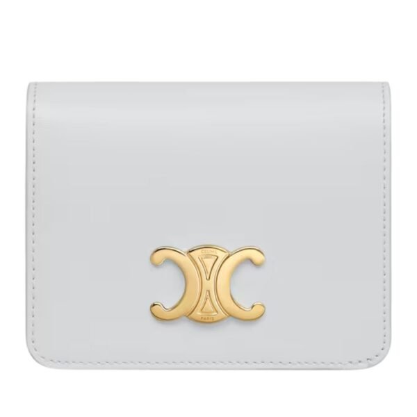 CELINE TRIOMPHE COMPACT WALLET IN SHINY CALFSKIN BLACK - Image 5