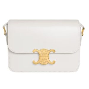 CELINE TEEN TRIOMPHE BAG IN SHINY CALFSKIN WHITE