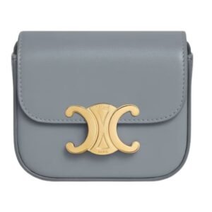 CELINE MINI CLAUDE IN SHINY CALFSKIN BLUE GREY