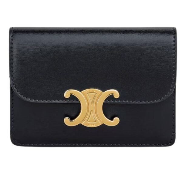 CELINE CARD HOLDER WITH FLAP TRIOMPHE IN SHINY CALFSKIN ICE BLUE - Image 5
