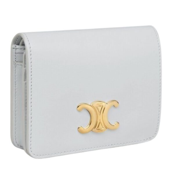 CELINE TRIOMPHE COMPACT WALLET IN SHINY CALFSKIN MOON - Image 7