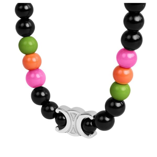 CELINE SAN ONOFRE TRIOMPHE BRACELET IN ONYX GLASS PEARLS AND BRASS WITH RHODIUM FINISH - Image 2