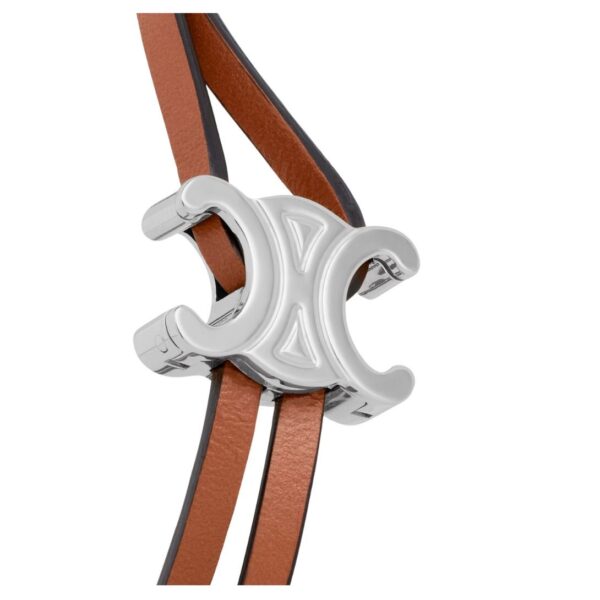 CELINE TRIOMPHE CLASP BRACELET IN CALFSKIN AND BRASS WITH RHODIUM FINISH - Image 2