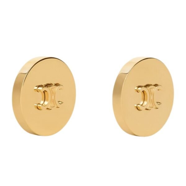 CELINE TRIOMPHE SIGNET EARRINGS IN BRASS WITH GOLD FINISH - Image 2