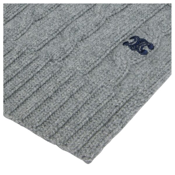 CELINE CABLE KNIT TRIOMPHE SCARF IN CASHMERE GREY - Image 3