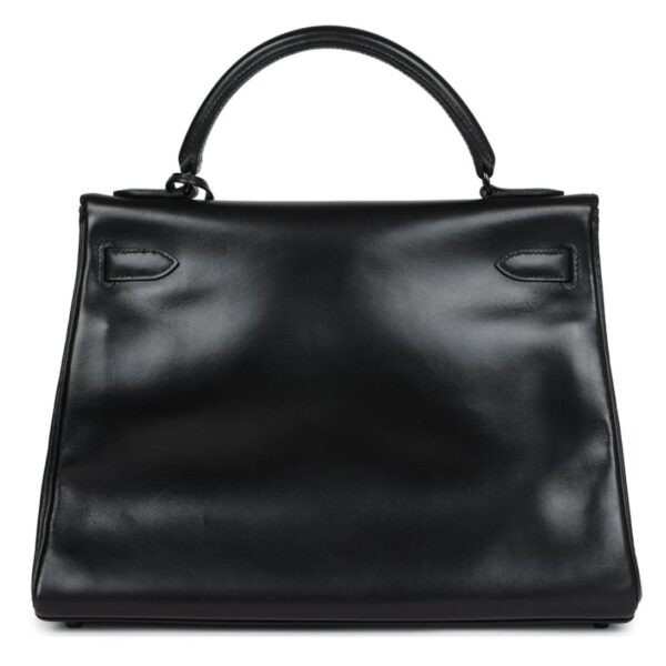 PRE-OWNED HERMÈS RARE KELLY RETOURNE 32 SO BLACK BOX BLACK HARDWARE - Image 2