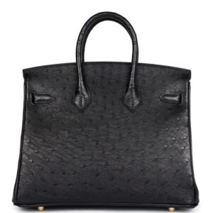 HERMÈS BIRKIN 25 BLACK OSTRICH GOLD HARDWARE