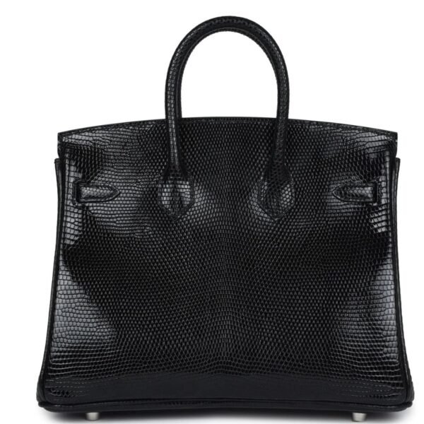 HERMÈS BIRKIN 25 BLACK SHINY VARANUS NILOTICUS LIZARD PALLADIUM HARDWARE - Image 2