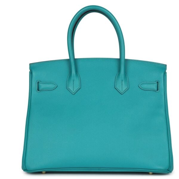 PRE-OWNED HERMÈS BIRKIN 30 BLEU PAON EPSOM GOLD HARDWARE - Image 2