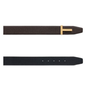 TOM FORD GRAIN LEATHER RIDGE BUCKLE T BELT