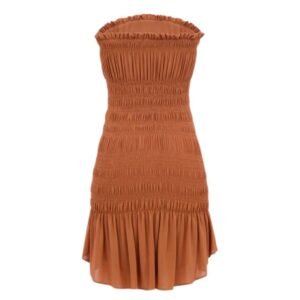 SAINT LAURENT SMOCKED DRESS IN STRETCH JERSEY