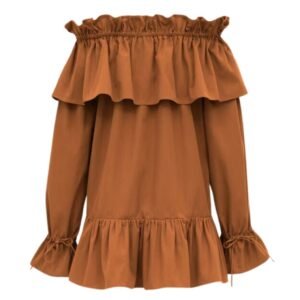 SAINT LAURENT RUFFLED DRESS IN COTTON TWILL