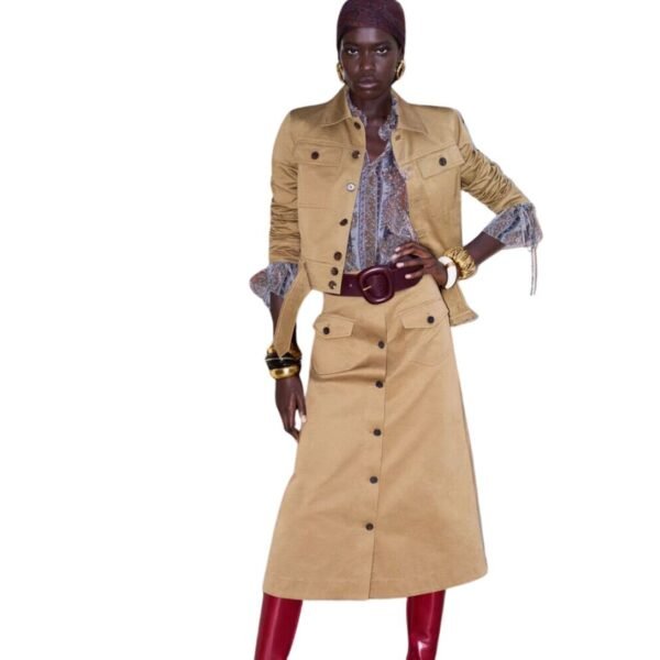 SAINT LAURENT MIDI SKIRT IN COTTON SERGE - Image 2