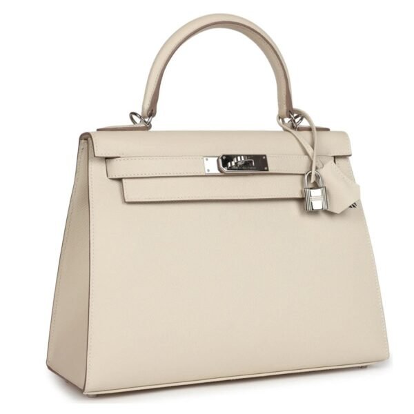 PRE-OWNED HERMES KELLY SELLIER 28 CRAIE EPSOM PALLADIUM HARDWARE - Image 3