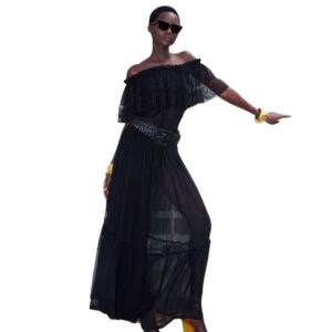 SAINT LAURENT BLOUSE IN SILK CREPE MUSLIN AND LACE