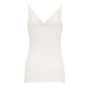 SAINT LAURENT LACED TANK TOP IN RIBBED SILK JERSEY