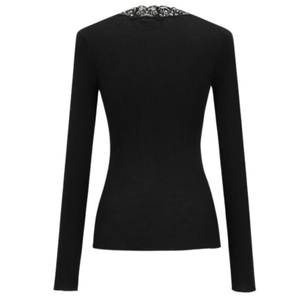 SAINT LAURENT LACED CARDIGAN IN RIBBED WOOL AND SILK - Image 2